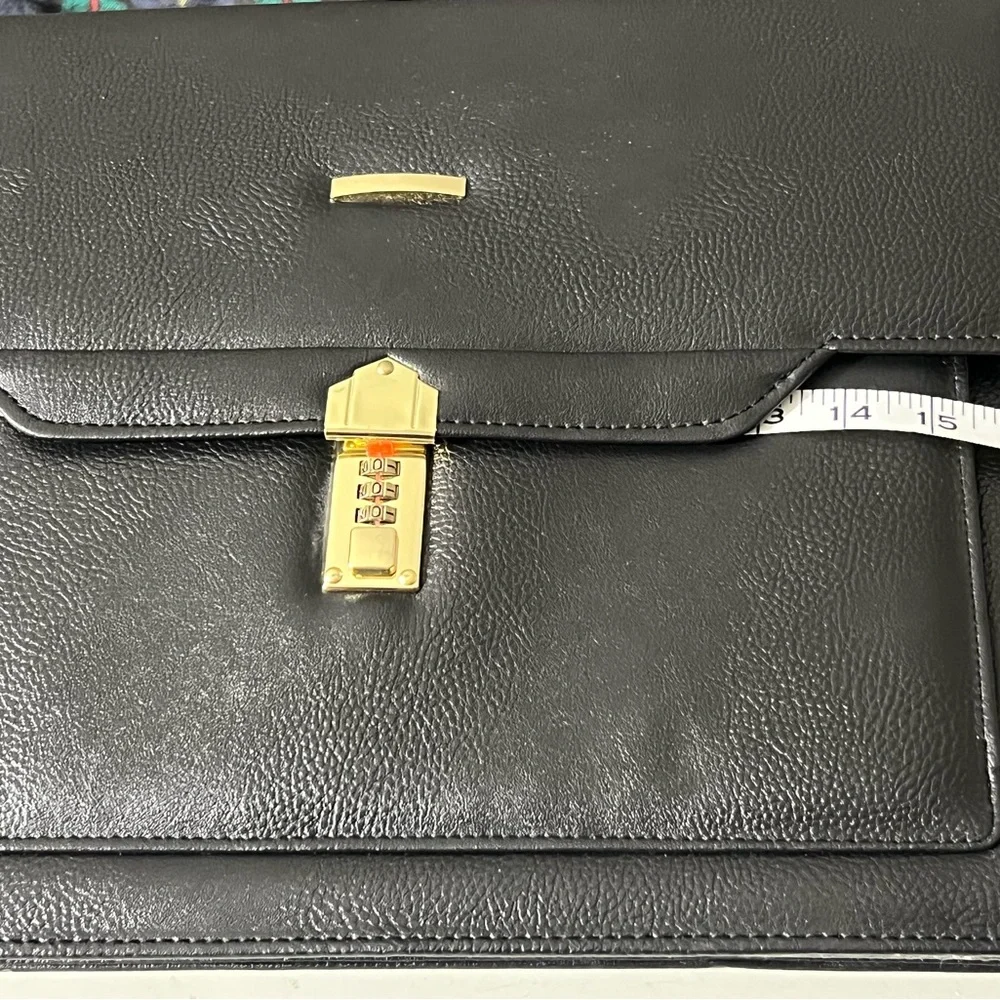 Elegant Black Leather Men's Briefcase